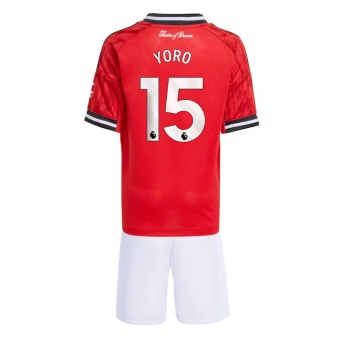 Billige Fotballdrakt Manchester United Leny Yoro #15 Replika Hjemmedraktsett Barn 2025-26 Kortermet (med bukser)